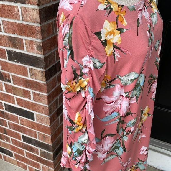 Cato Garnet Rose Floral‎ Print Long Sleeve Dress - Picture 3 of 8